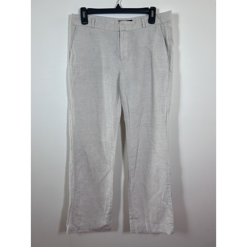 Banana Republic Martin Fit Linen Cotton Pants Women 6 Beige Straight Leg